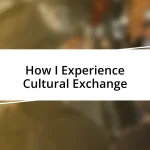 How I Experience Cultural Exchange