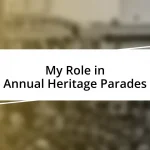 My Role in Annual Heritage Parades