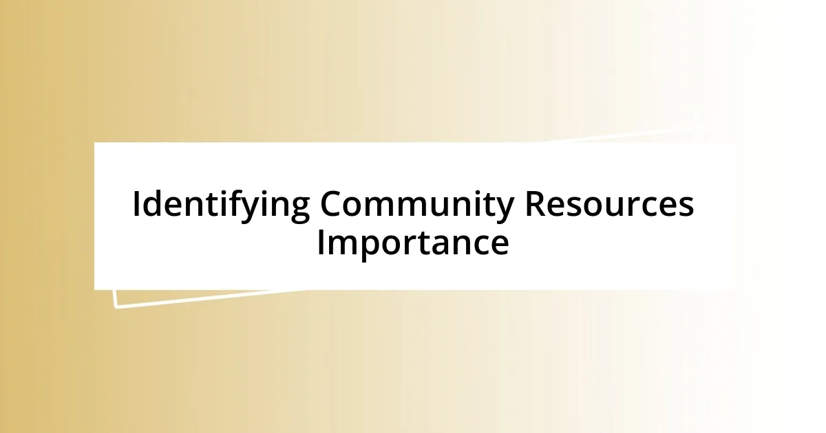 Identifying Community Resources Importance