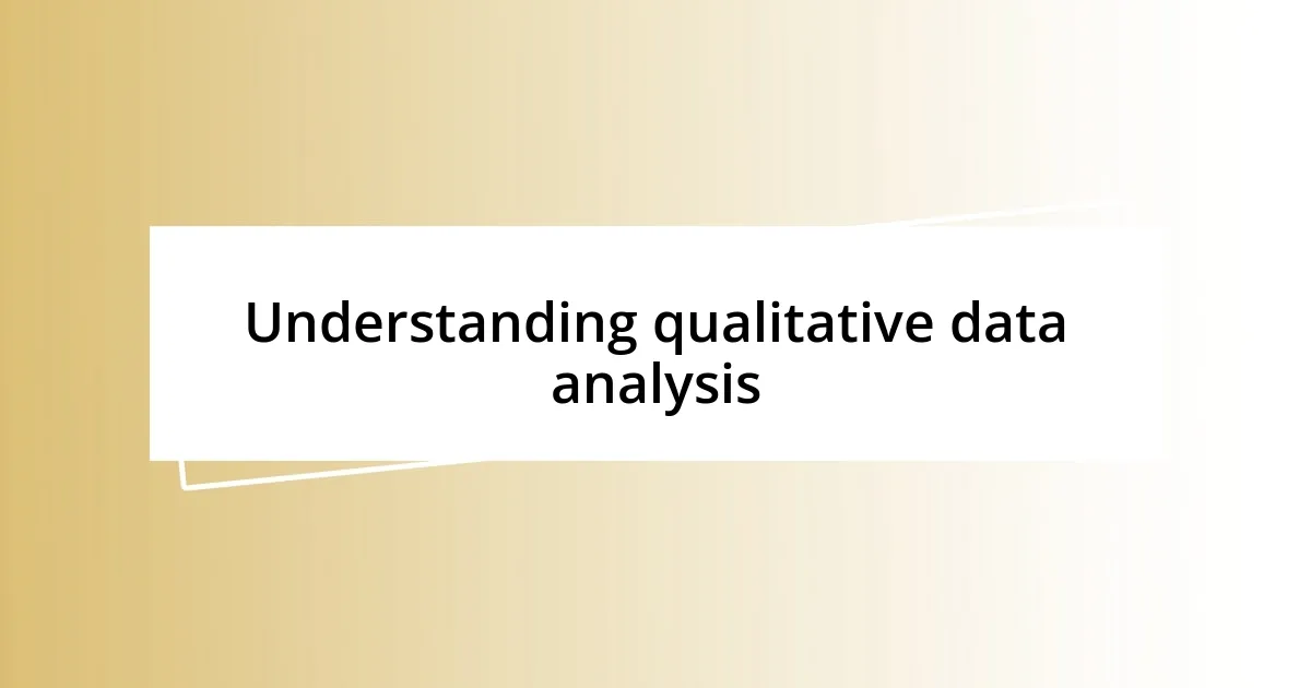 Understanding qualitative data analysis